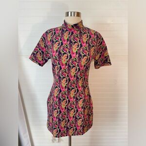 Zara psychedelic Print Mini Dress Size Small Multicolor High Neck